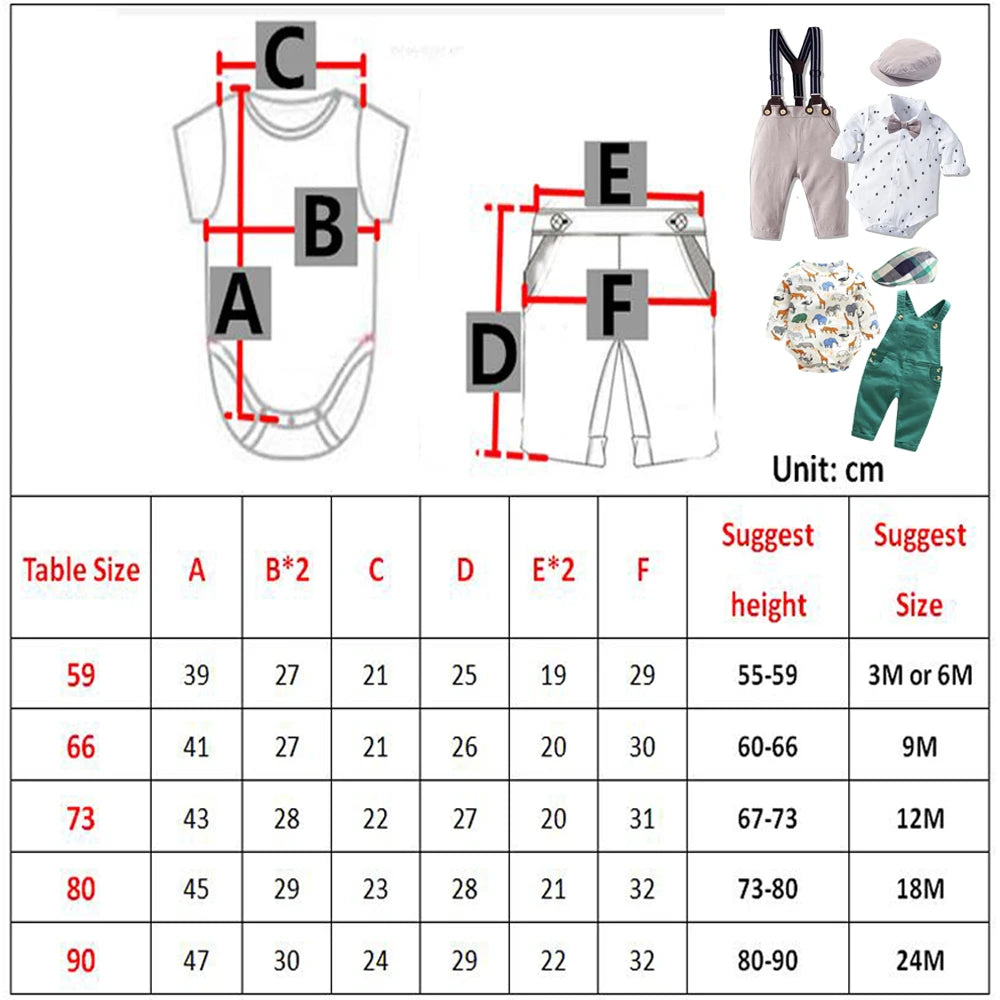 Baby Suits Newborn Boy Clothes Romper + Vest + Hat Formal Clothing Outfit Party Bow Tie Children Toddler Birthday Dress 0- 24 M